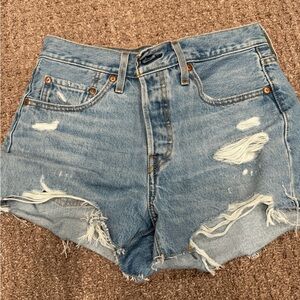 Levi's Light Blue Distressed Jean Shorts